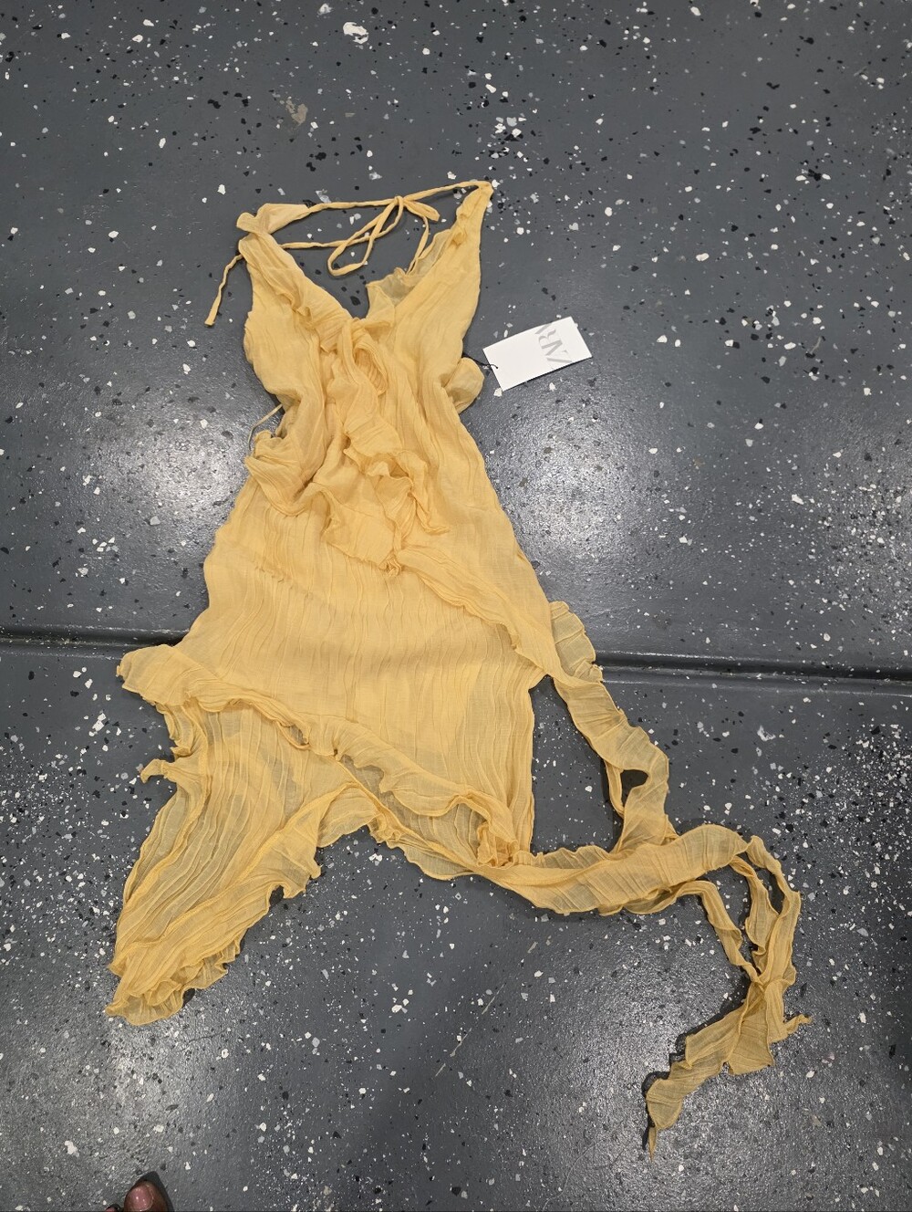 Zara Mustard Yellow Ruffle-Trim One-Piece